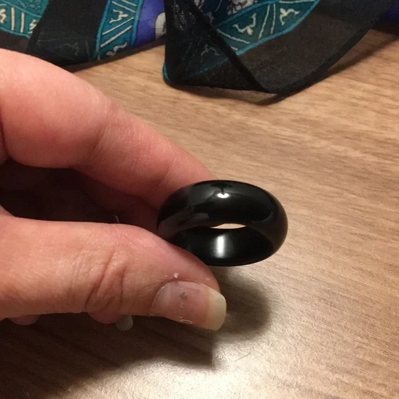 🎲TRADED🎲BLACK AGATE ring, unisex band - Picture 9 of 17